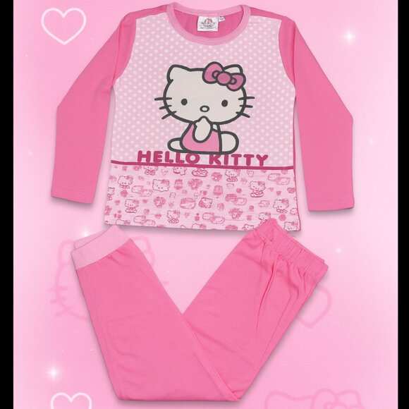 “Hello Kitty Sweetheart” Pajama Set  Pink Long Sleeve & Cozy Pants 4T NWT Cotton - Picture 1 of 6